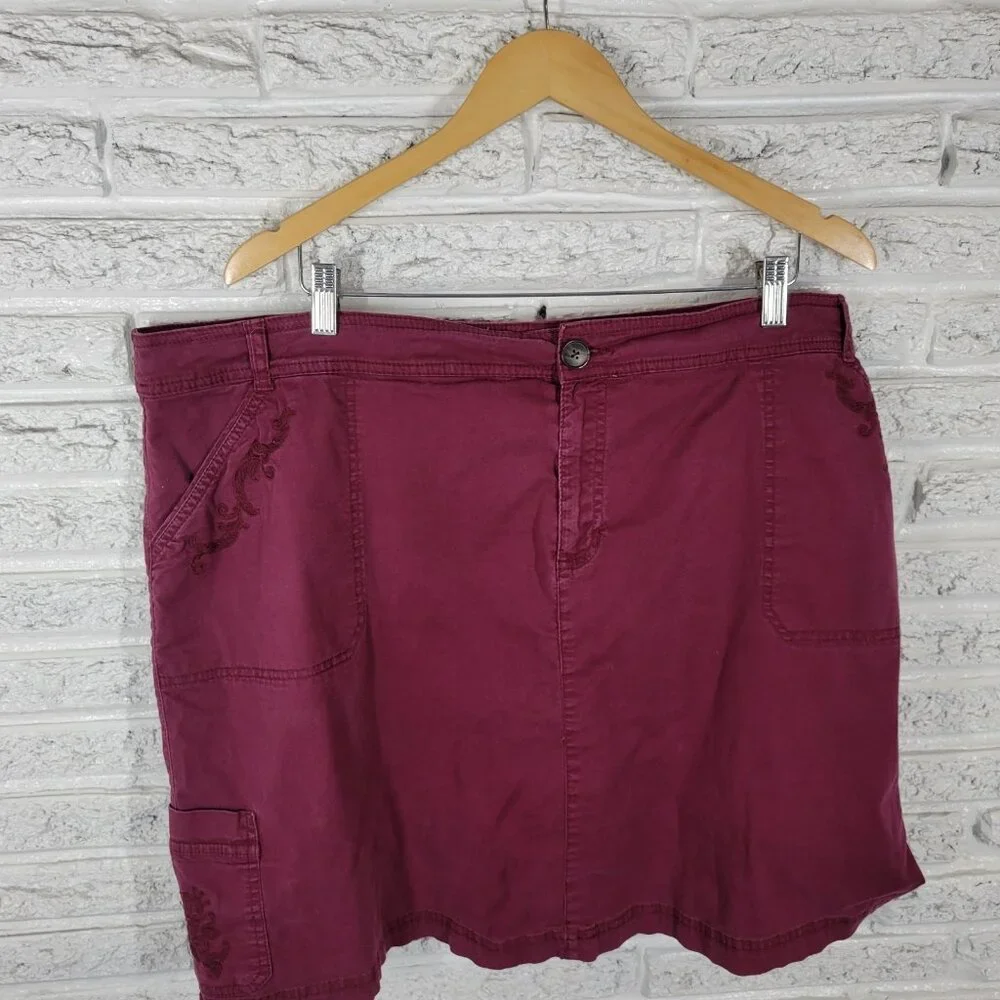 Croft Barrow Womens Skort 24W Plus Purple Zip Fly Cotton Blend PUR19E